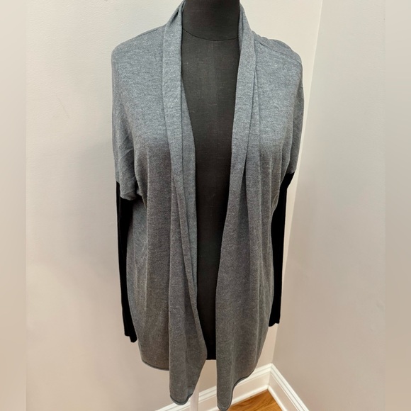 Apt 9 ladies‎ gray open front cardigan black sleeves acrylic rayon size XL - Picture 8 of 9